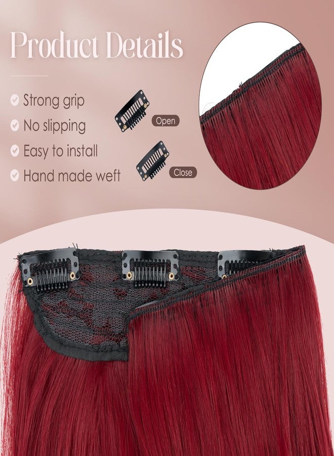 S-noilite One Piece Clip in Hair Extensions Synthetic Curly Wavy Thick Hairpieces for Women 3/4 Full Head Red Clip ins Hair Extensions 24 Inch(850A,1pcs) - Image 5
